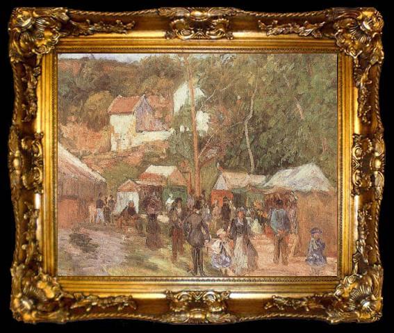 framed  Camille Pissarro A Fair at the Hermitage near Pontoisem, ta009-2